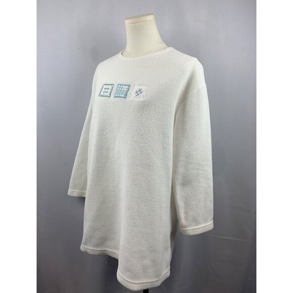 Vintage Terry Town by Bill Blass White Textured Pullover Sweatshirt S - Picture 3 of 6